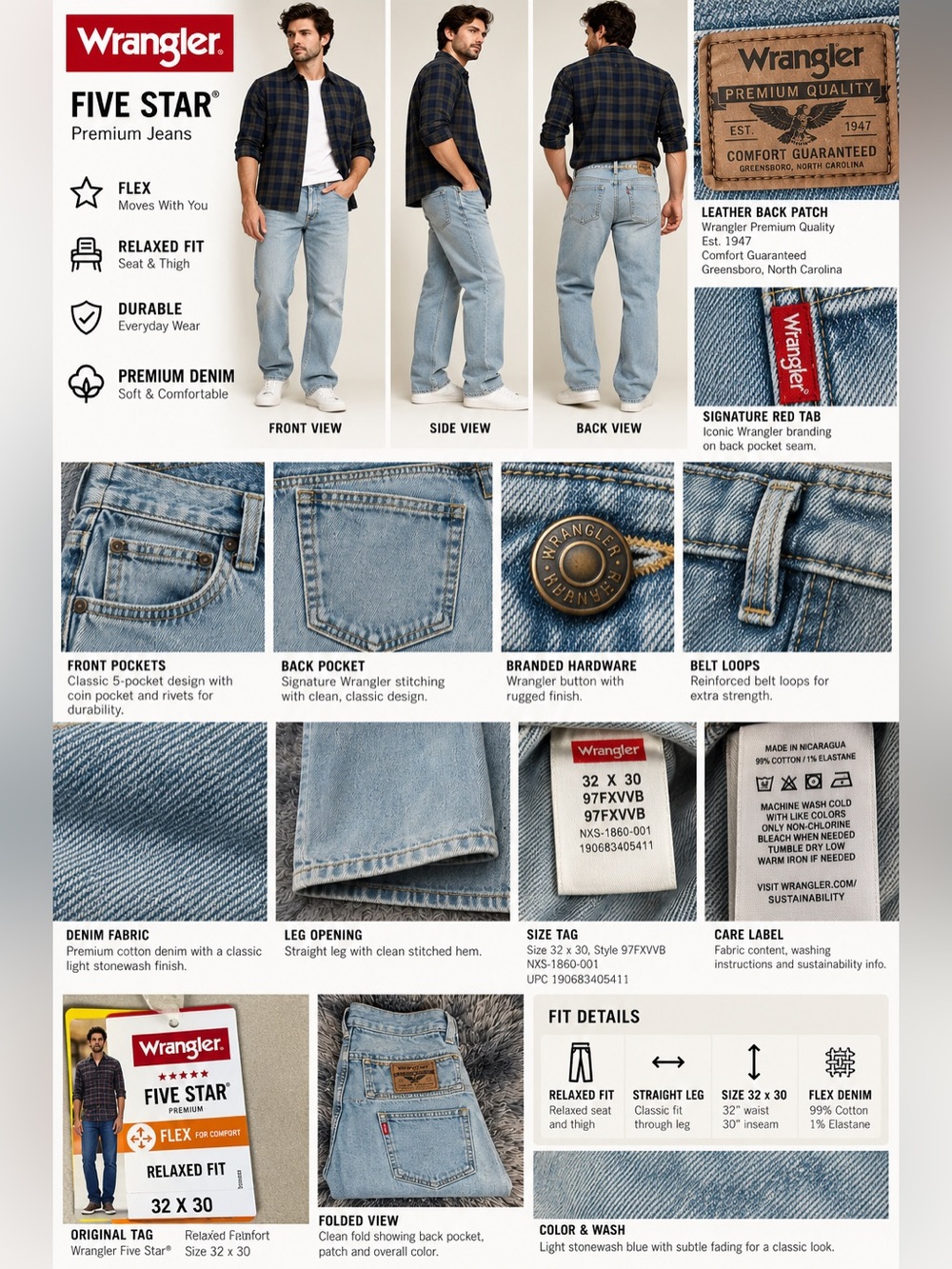 Wrangler Men’s Relaxed Fit Light Blue Jeans